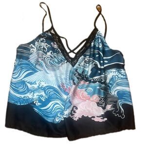 Vintage Y2K 2000 Charlotte Russe Women's Japanese Crane Design with Lace XL